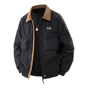 吉普JEEP夹克男士春秋季2025新款潮牌潮流休闲简约防水夹克外套男