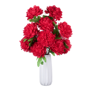 包邮仿真8头9头富贵牡丹绢花干花假花家居客厅落地装饰摆放塑料花