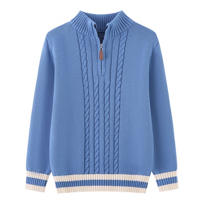 恒源祥针织衫儿童男女厚款毛衣长袖开衫半拉链套头纯棉厚针织衫