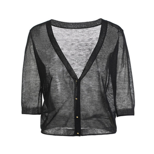 夏季高端天丝裙子旗袍披肩外搭开衫薄款女小外套针织坎肩v领黑色