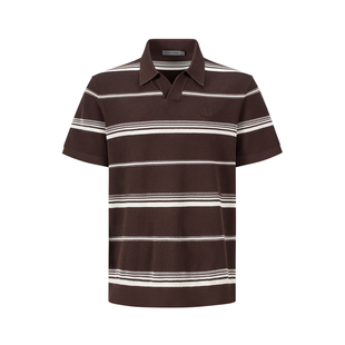 GIOVANNI VALENTINO短袖条纹POLO衫男士夏季凉感休闲针织翻领T恤