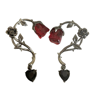 【荼蘼旧梦】血色玫瑰｜法式复古新中式黑色设计感气质发簪耳环