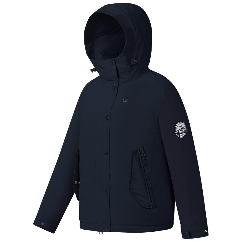 FILA 斐乐官方女士羽绒服2025冬季新款健身运动宽松连帽保暖外套