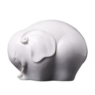 素茗中国白招财守宝象禅意摆件德化瓷家居客厅酒柜电视柜玄关装饰