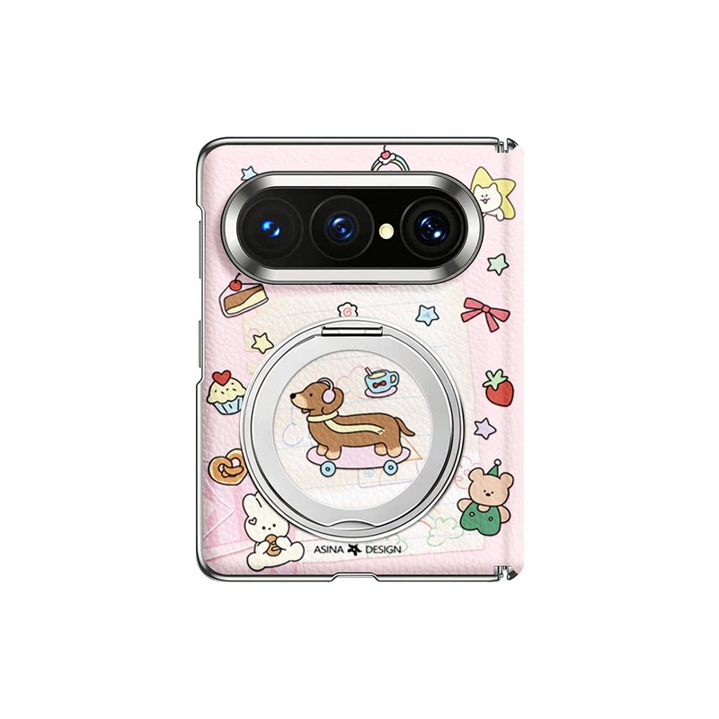萌宠日记适用华为PuraXMax手机壳磁吸带支架小折叠阔PURA典藏版全包Max中轴保护套防摔超薄purax2可爱新款