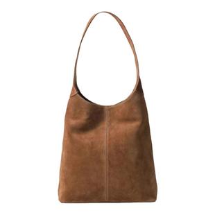 摩西奶奶 麂皮水桶包单肩休闲电脑包牛皮复古通勤包2025秋冬新款