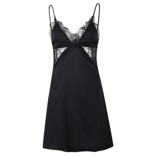 MYBODY商场同款 睡裙女性感纯欲2025新款蕾丝深v吊带露背缎面家居