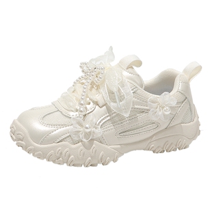 女童鞋子儿童老爹运动板鞋2026新款德训春夏季巨好看网面透气网鞋