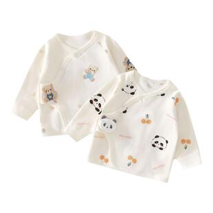 婧麒新生婴儿衣服52码宝宝a类纯棉长袖半背衣初生上衣和尚服春秋