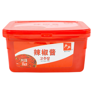 户户辣椒酱罐装韩国烤肉酱 韩式辣酱火锅石锅拌饭酱炒年糕酱1KG装