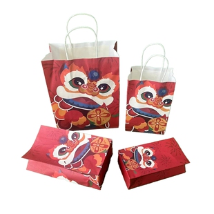 新年手提袋福袋中秋纸袋中国风礼品袋红色福娃购物袋年会礼物袋子