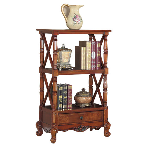 美式乡村实木层架 欧式复古书架落地置物架客厅玄关装饰架