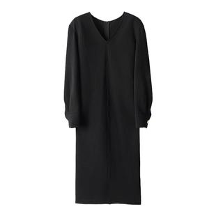 Garbociaga龍喜儿  V领设计感 套头一步裙修身显瘦连衣裙长裙2143