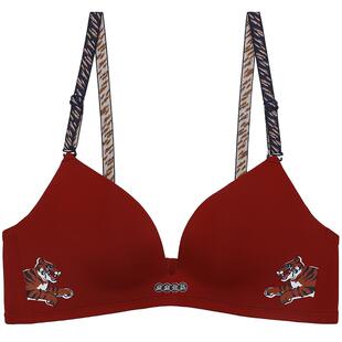 爱美丽无钢圈内衣女小胸聚拢光面生肖印花红品中厚杯细肩带文胸罩