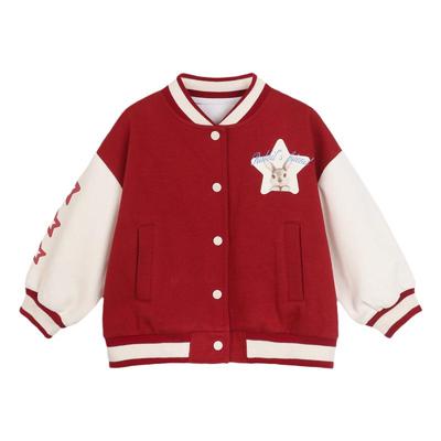小o爸女婴童 婴儿棒球服加绒2025冬季新款女宝宝加厚时尚保暖外套