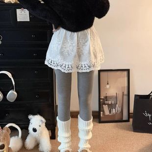 韩系蕾丝屁帘配鲨鱼裤2025新款冬天高级感叠穿打底裤遮屁帘半身裙