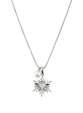 简约百搭雪花珍珠毛衣链项链女