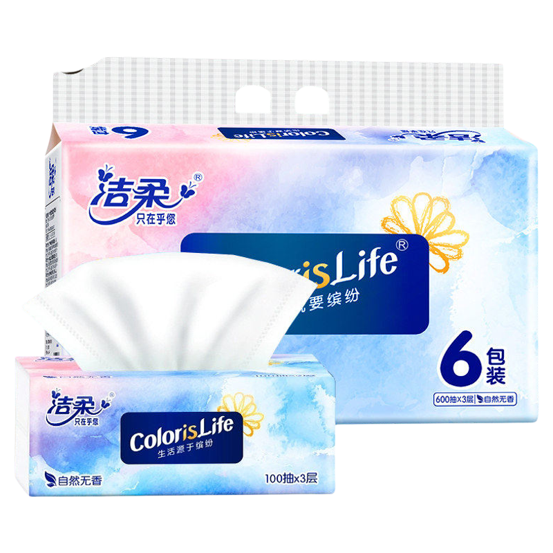 洁柔超韧3层100抽加厚抽纸
