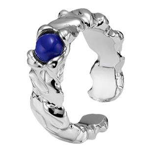 特卖品RoundFace23SS潜意识琉璃石纽带纹理戒指厚电镀925银