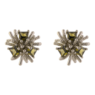 绿色锆石烟花耳环女轻奢高级感气质耳饰小众秋冬耳钉2026新款爆款