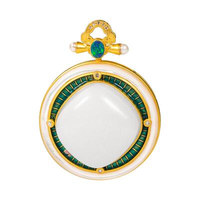 和合玉器18K金镶嵌吊坠