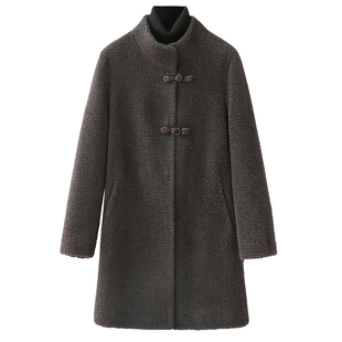 羊剪绒大衣女2026冬新中长款减龄妈妈装海宁羔羊毛毛颗粒皮草外套