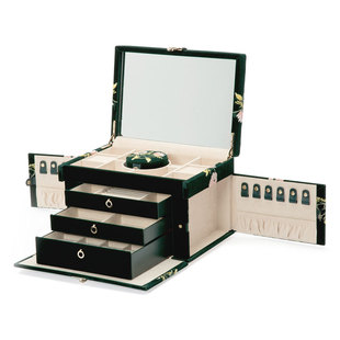 英国WOLF ZOE 大号首饰盒丝绒绣花5层戒指耳环手镯手表珠宝饰品