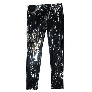 权志龙同款亮光镜面黑色PU紧身皮裤春秋薄款性感夜店男装ds演出服
