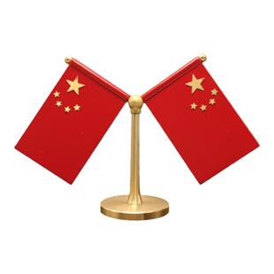 高档黄铜汽车红旗书房摆件车内车用车载小红旗国旗仪表台办公桌面