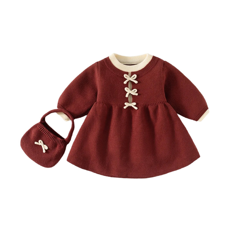 公主裙礼服儿童毛衣裙子送包包