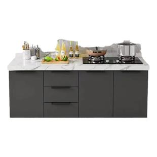 岩板橱柜灶台柜整体橱柜家用厨房厨柜一体式租房简易不锈钢水槽盆