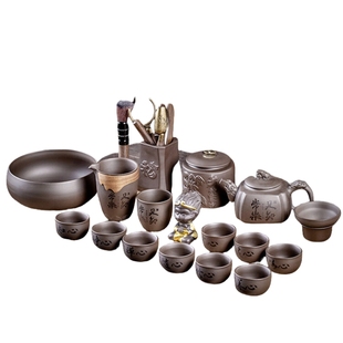 石茗堂宜兴原矿紫砂功夫茶具套装大容量茶壶办公室高档整套礼盒