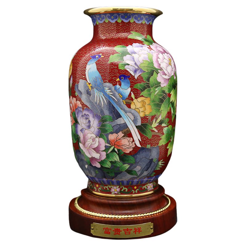 送老外中国特色礼品铜胎掐丝珐琅手工艺品景泰蓝花瓶居家装饰摆件