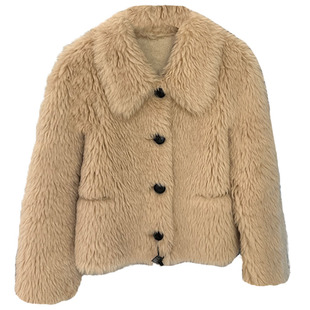 轻奢托卡羊羔毛皮草女短款小个子加厚羊剪绒大衣皮毛一体外套2025