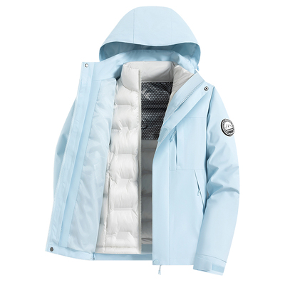 稻草人冲锋衣女2025新款三合一可拆卸羽绒内胆防水防风登山外套男