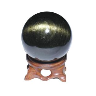 水玉冰魄天然金曜石球摆件 黑曜石强金曜光原石球 水晶球 实物