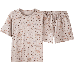 卡之恋睡衣女款2026新款夏季短袖短裤纯棉套装薄款可爱卡通家居服