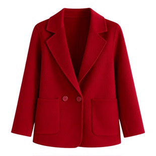 高端双面羊绒大衣气质妈妈风衣洋气修身小个子西装大码羊毛呢外套