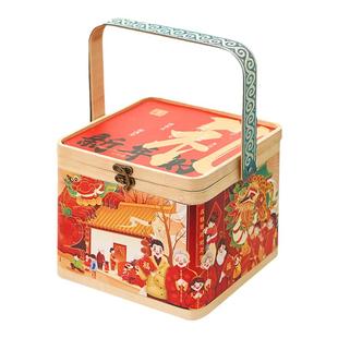 2026竹编年货礼盒包装盒烘焙食品干货坚果竹篮马年新年春节送礼品