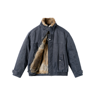 NYHSUGOO/南乙(s级尖货)黄草兔毛全棉鹅绒服55120男士天然皮草