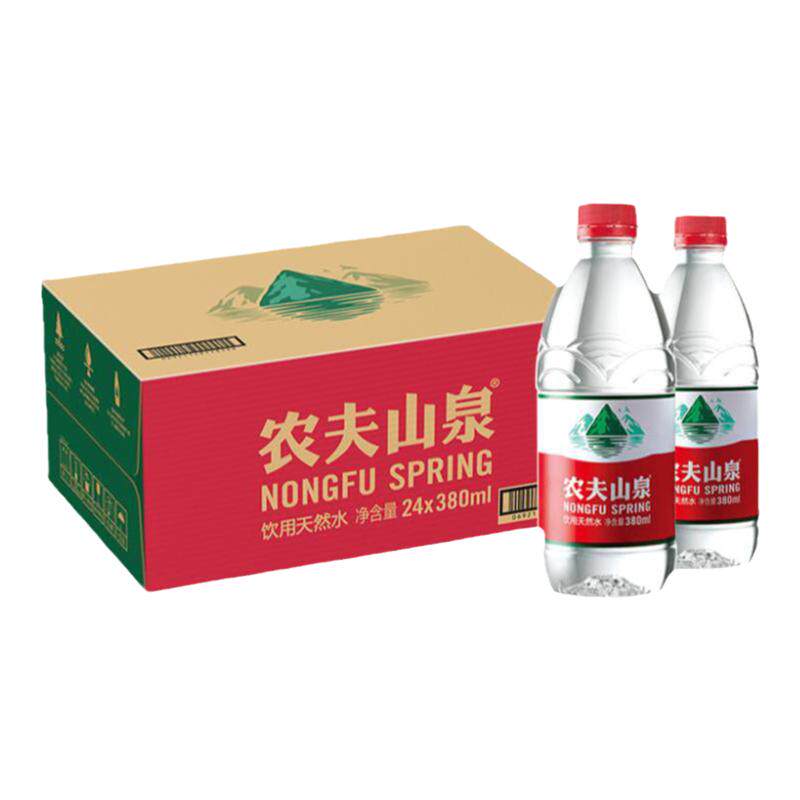 农夫山泉天然水380ml*24瓶*5箱家庭装天然弱碱性饮用水包邮