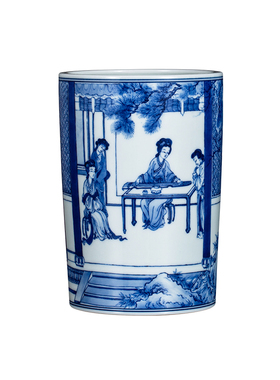 陶瓷笔筒中式客厅手绘收纳摆件