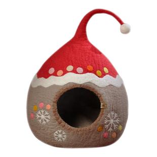 新西兰羊毛毡半封闭手作洞穴窝宠物冬季保暖猫咪小猫窝猫狗床