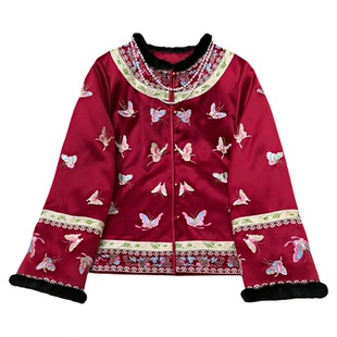 美伦【蝶栖云绒】高级国风新中式醋酸蝴蝶绣夹棉服外套春节年货女