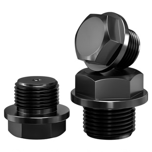 外六角法兰面堵头碳钢发黑带边油塞螺塞油堵闷头带帽M8M10M12-M60