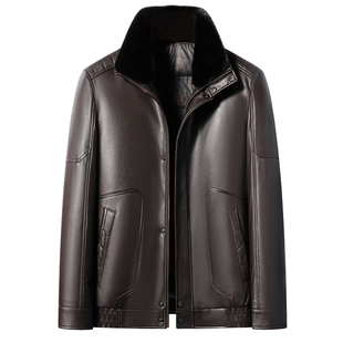 真皮羽绒服男短款男士绵羊皮真皮皮衣男立领皮羽绒冬款加厚外套潮