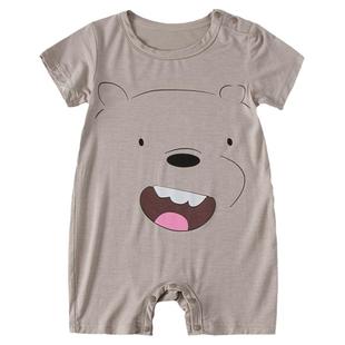 莫代尔连体衣婴儿睡衣空调服冰丝夏季短袖薄款儿童宝宝衣服爬爬服