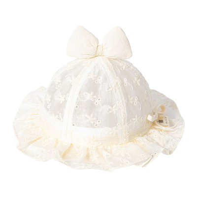 婴儿帽子女宝春季防晒帽渔夫帽薄