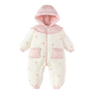 巴拉巴拉婴儿外出连体衣女童宝宝羽绒服加厚2025新款冬装新款童装