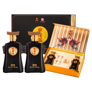 第五代兰陵王酒黑瓶52度纯粮食酒浓香型白酒500ml*2瓶礼盒装送礼